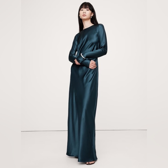 AS IS! Banana Republic Obsidian Blue Abigail Silk Maxi Dress - Picture 1 of 8